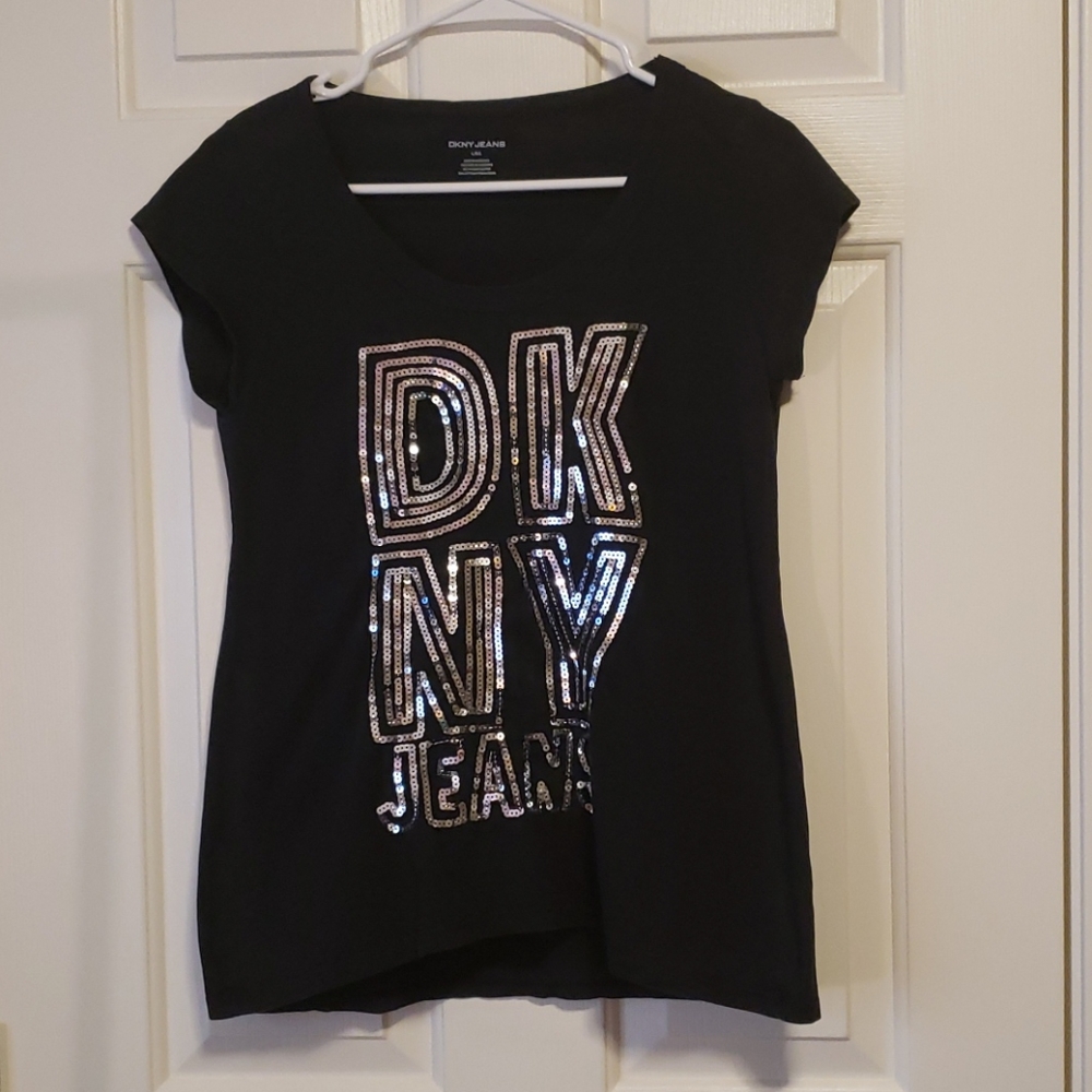 COPY - DKNY Black Sequin Tee Size Large